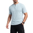 thumbnail image 1 of Fexilor Men's Short Sleeve Henley Shirts,Textured Jacquard Casual Button-Up Tops, 1 of 2