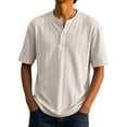 thumbnail image 1 of Fexilor Men's Short Sleeve Henley Shirts,Textured Jacquard Casual Button-Up Tops, 1 of 5