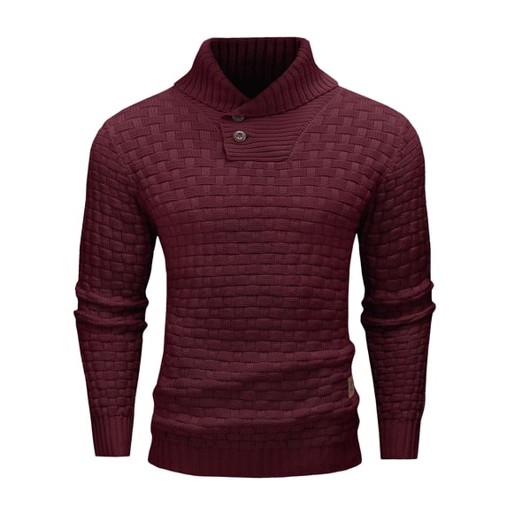 Fexilor Men's Turtleneck Sweater Pullover Stylish Shawl Collar Knit Top for Regular Fit