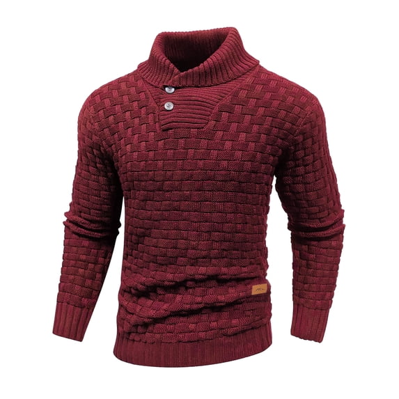 Fexilor Men's Turtleneck Sweater Pullover Stylish Shawl Collar Knit Top for Regular Fit