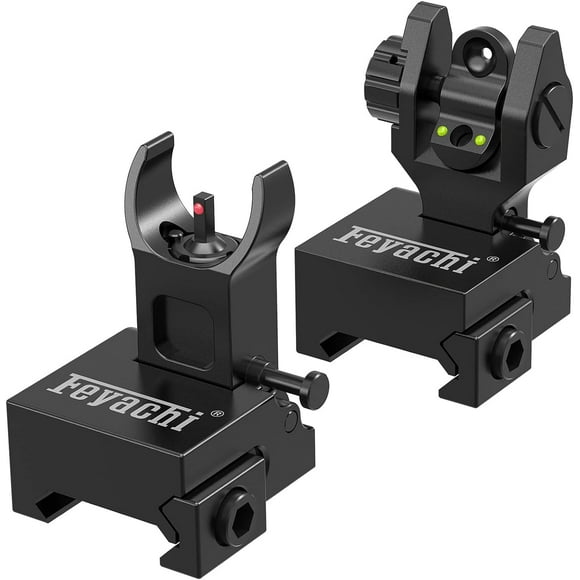 Feyachi S27 Fiber Optic Iron Sights Flip Up Front and Rear Sites with Red and Green Dot Picatinny Backup Sight Set