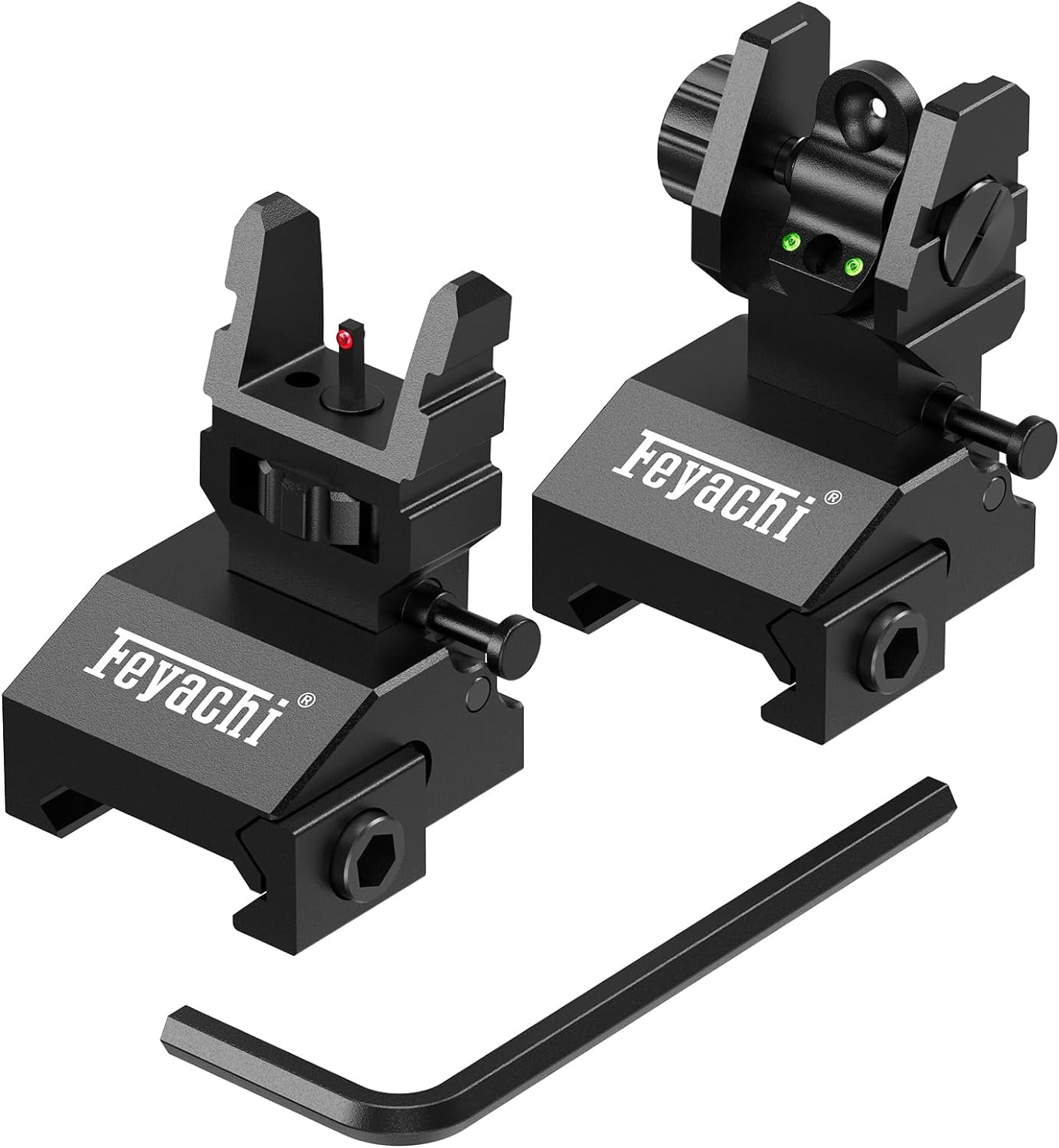 Feyachi S37 Fiber Optic Iron Sights,Red Green Dots Fiber Flip Up Sights