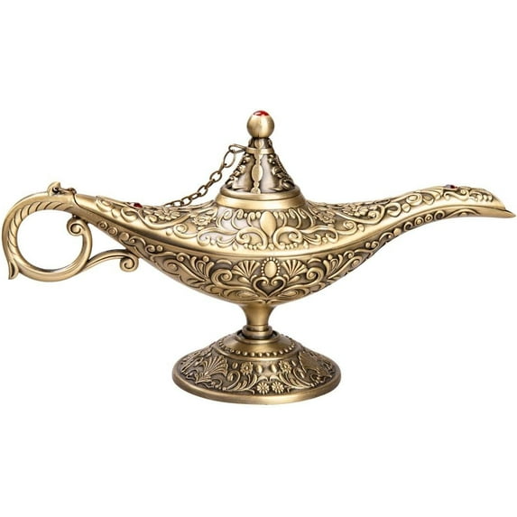 Feyarl Vintage Legend Lamp Magic Genie Wishing Light Pot Classic Costume Props Lamp Home Tabletop Decor Crafts Display Birthday Gift Wedding Christmas(Bronze)