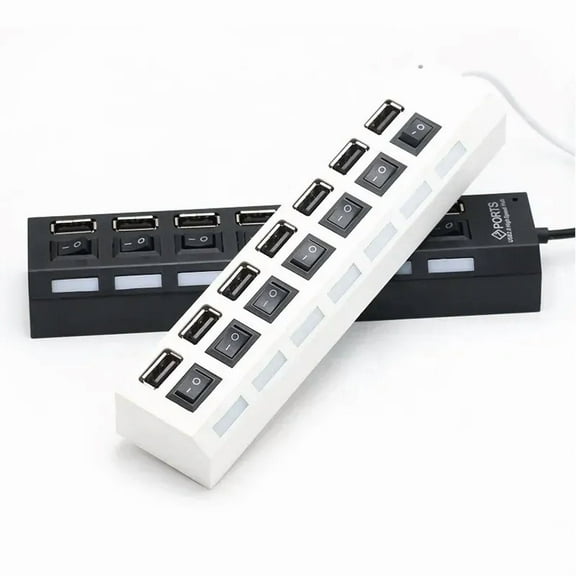 Feylan USB Hub 7 Port Multi USB Splitter Power Adapter Multiple Expander With On Off Switch For PC Laptop MacBook Accessories