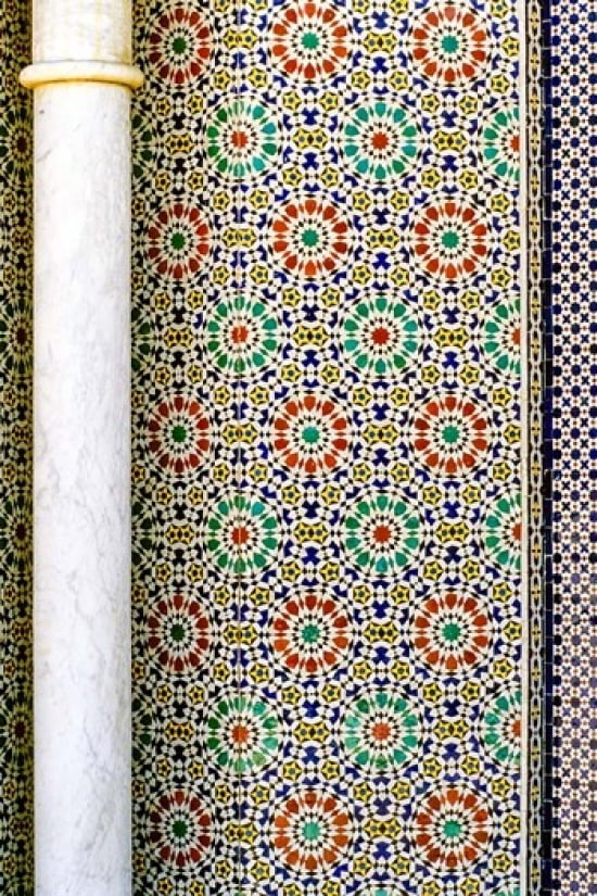 Fez Morocco Column and Tile Work at Dar al-Makhzen Canvas Art - Charles O Cecil DanitaDelimont (12 x 17)