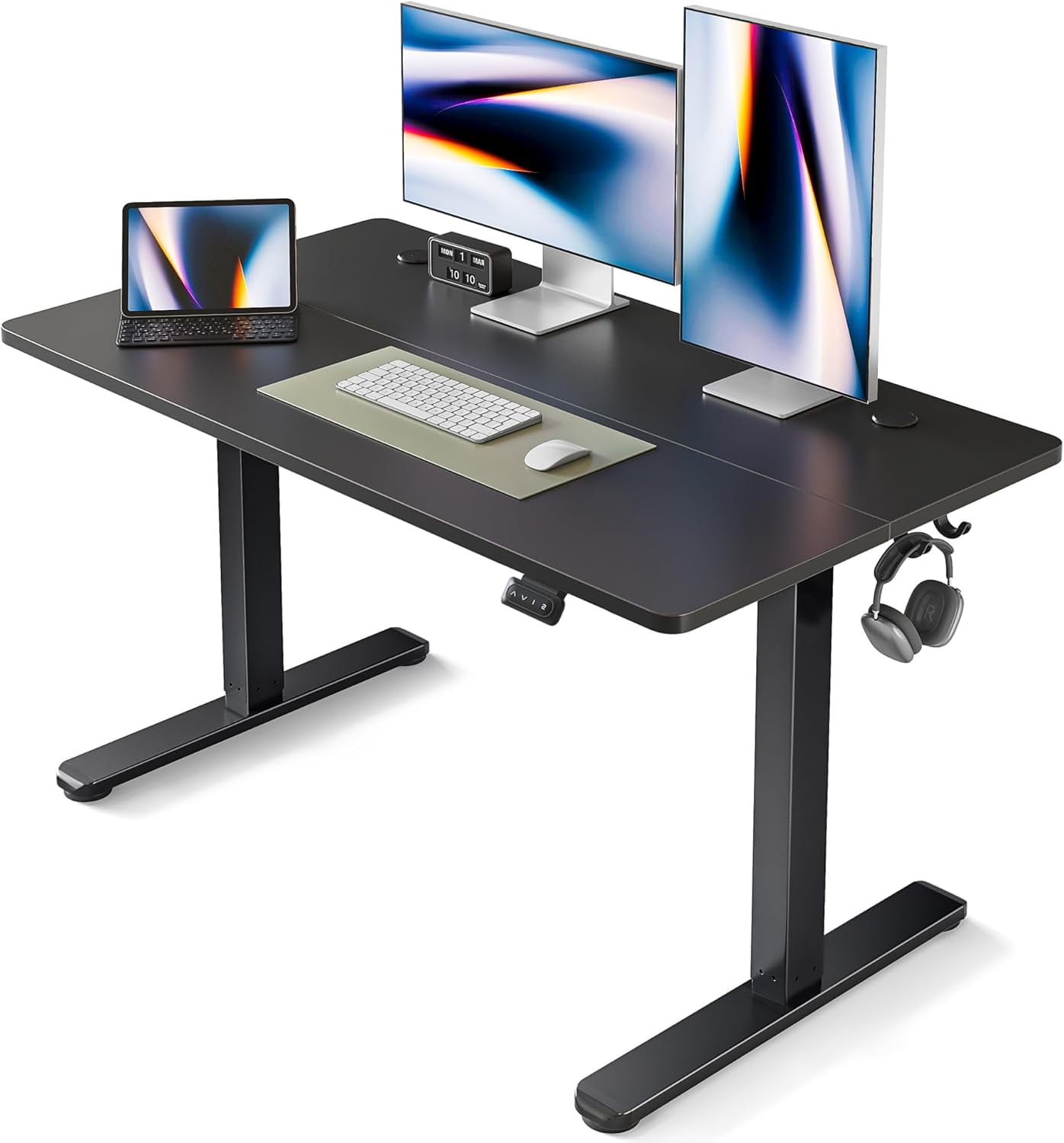 Fezibo Electric Standing Desk with Splice Board, Black Finish, 48"