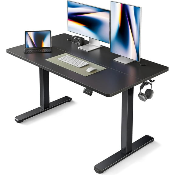 Fezibo Electric Standing Desk with Splice Board, Black Finish, 48"