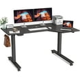 thumbnail image 1 of Fezibo L Shaped Office Desk Adjustable Height Desk Electric Standing Desk Stand Up Table Home Workstation Stand and Sit Desk with Wheels, Black Finish, 55", 1 of 8
