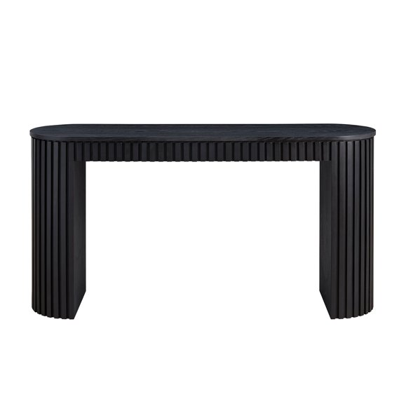 FFZ 59"L Modern Console Table with Drawer, Vertical Stripe Design for Entryway, Black