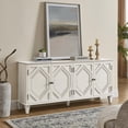 thumbnail image 1 of FFZ 65.2 inch Mid Century Modern Sideboard Buffet Storage Cabinet Symmetrical Geometric Console, Antique White, 1 of 7
