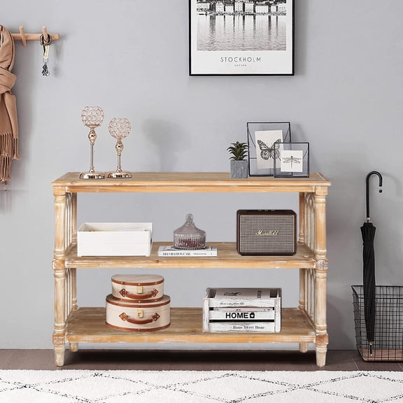 Ffz Rustic 3 - Tier Console Table With Gothic - Inspired Details