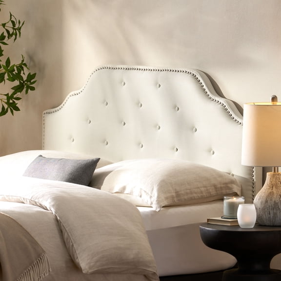 Ffz Tufted Upholstered Headboard Queen Size, Solid Wood Head Board With Durable Metal Legs, Adjustable Height Queen Headboard With Nailhead Trim