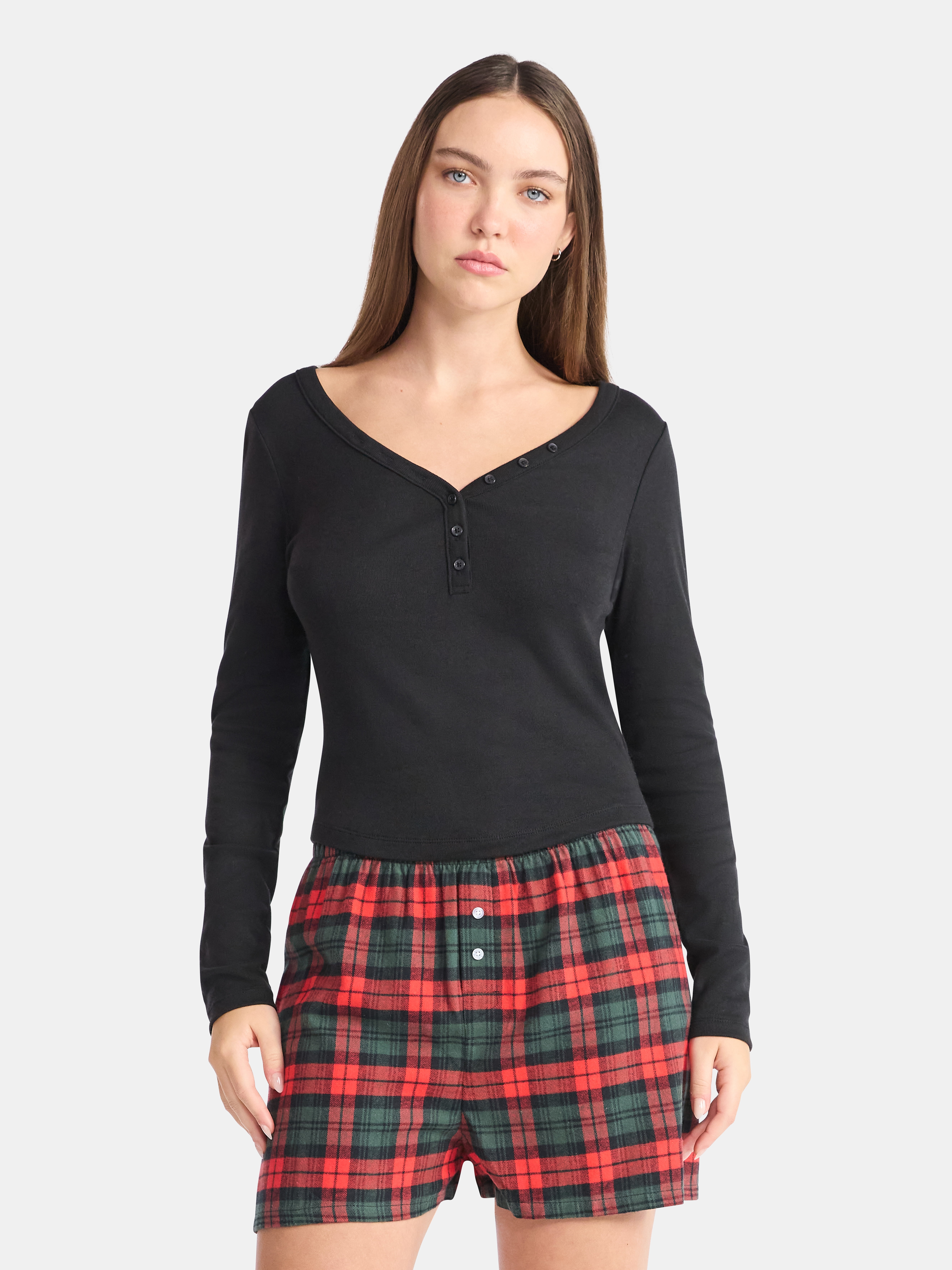 Henley Top with Long Sleeves, Women’s Sizes XXS-XXL