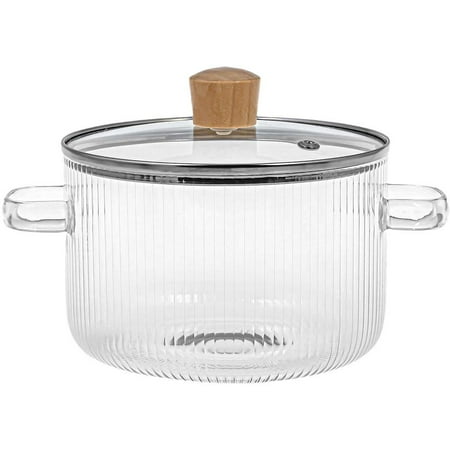 Fgbetcv Glass Cooking Pot,Heat-Resistant Clear Pots and Pans Set, Glass Cookware with Cover,Glass Handmade Cookware Set stovetop Pot for Pasta Noodle, Soup, Milk, Tea