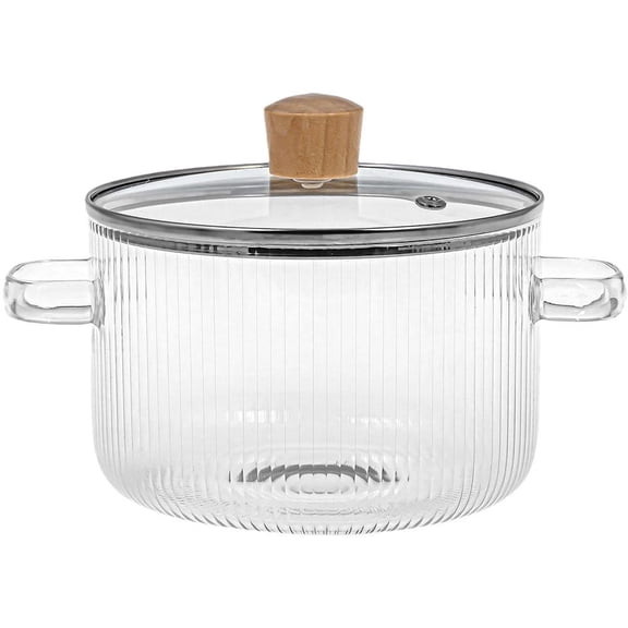 Fgbetcv Glass Cooking Pot,Heat-Resistant Clear Pots and Pans Set, Glass Cookware with Cover,Glass Handmade Cookware Set stovetop Pot for Pasta Noodle, Soup, Milk, Tea