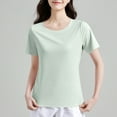 thumbnail image 1 of Fglymey Women's Lightweight Short-Sleeve T-Shirt, Classic Loose Crewneck Solid Color Tee Shirt Green 2XL, 1 of 5