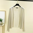 thumbnail image 1 of Fglymey Women's Summer Thin Casual Solid Color Loose Long Sleeves Cardigan Beige XL, 1 of 7