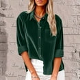 thumbnail image 1 of Fglymey Womens Tops Winter Velvet V Neck Long Sleeve Button Down Pocket Casual Tops Shirts Green S, 1 of 6