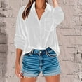 thumbnail image 1 of Fglymey Womens Winter Velvet V Neck Long Sleeve Button Down Pocket Casual Tops Shirts White XL, 1 of 8