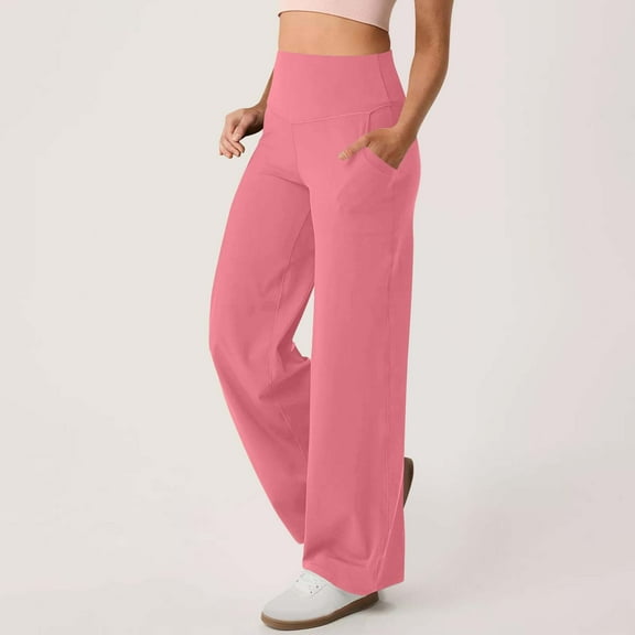 Fglymey Womens High Waist Yoga Pants With Elastic Waist, Hip Lift Fitness Activewear For Women, Stretchy Full-Length Pink L
