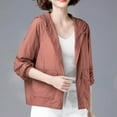 thumbnail image 1 of Fglymey Women Summer Jacket Long Sleeve Hooded Thin Coat Loose Sun Protection Clothing Female Jacket Red M, 1 of 6