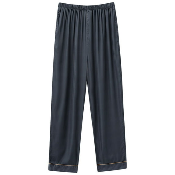 Fglymey Women's Silk Satin Pajama Pants, Casual High Waist Long Sleep Pants with Pockets Dark Gray 3XL