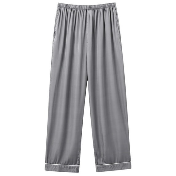 Fglymey Women's Silk Satin Pajama Pants, Casual High Waist Long Sleep Pants with Pockets White 4XL