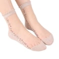 thumbnail image 1 of Fgnfyis 1 Pairs Unisex Warm Soft Embroidered Mesh Sport Socks Medium Stockings for Casual Wear Like Glass Socks Beige One Size, 1 of 4