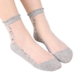 thumbnail image 1 of Fgnfyis 1 Pairs Unisex Warm Soft Embroidered Mesh Sport Socks Medium Stockings for Casual Wear Like Glass Socks Grey One Size, 1 of 4