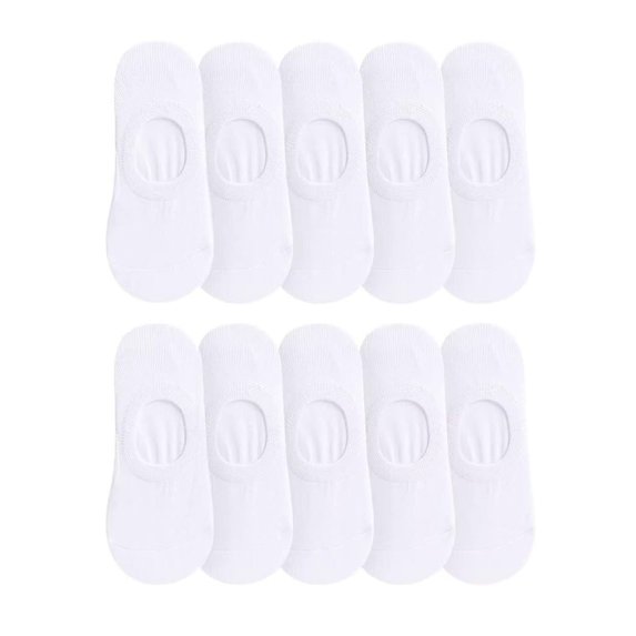 Fgnfyis 10 Pairs Trainer Socks for Men and Women with Non- Silicone Grip Solid Color No-Show Socks Ankle Socks White