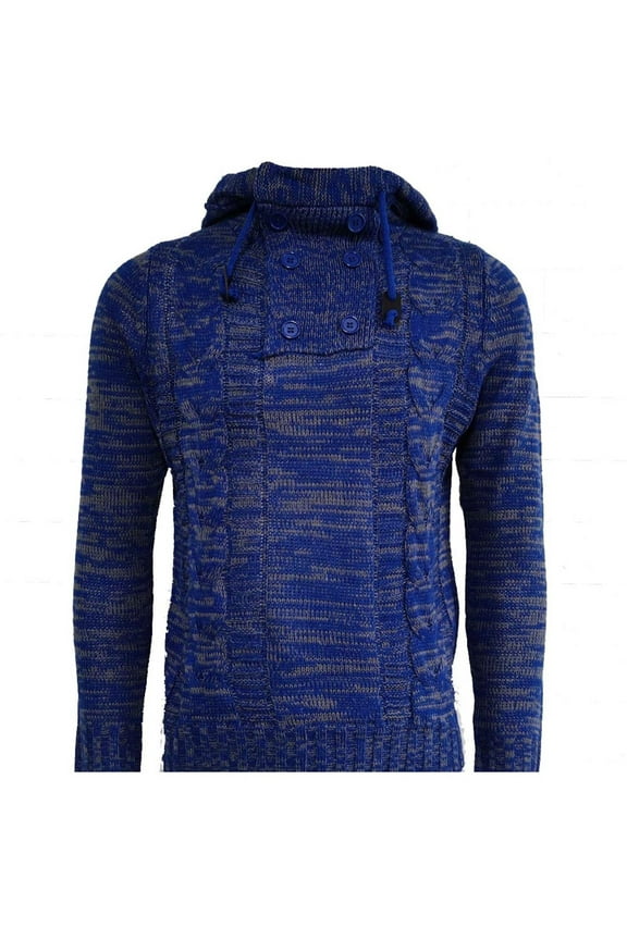 2025 European and Men's Knitted Jackets Autumn and Winter Oversized High Necked Hooded Sweaters Men's Border Men's Clothing Men's Fashion Hoodies & Sweatshirts Dark Blue S