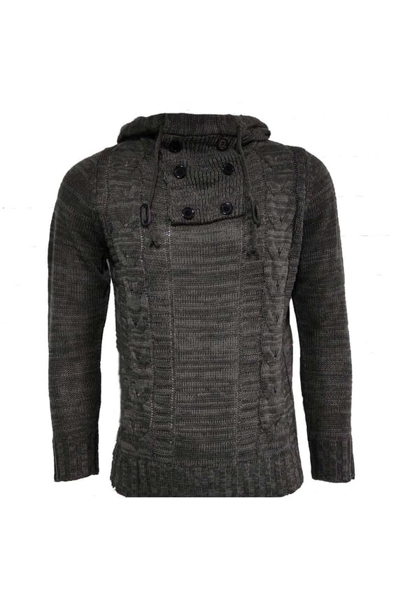 2025 European and Men's Knitted Jackets Autumn and Winter Oversized High Necked Hooded Sweaters Men's Border Men's Clothing Men's Fashion Hoodies & Sweatshirts Dark Gray S