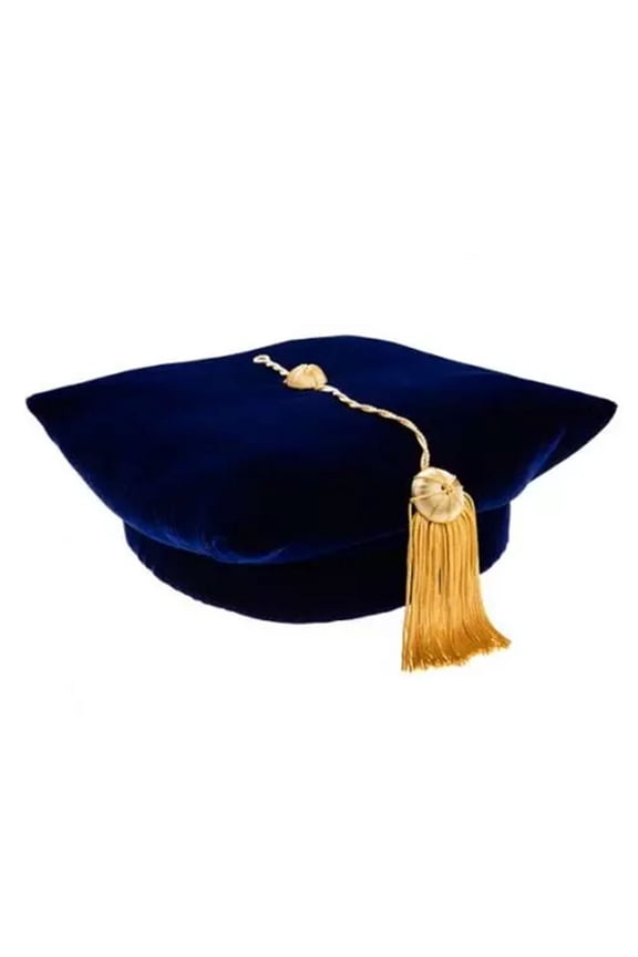 2025 Graduate Doctor Velvet Hat Tutor Academic Commencement Cap Blue One Size
