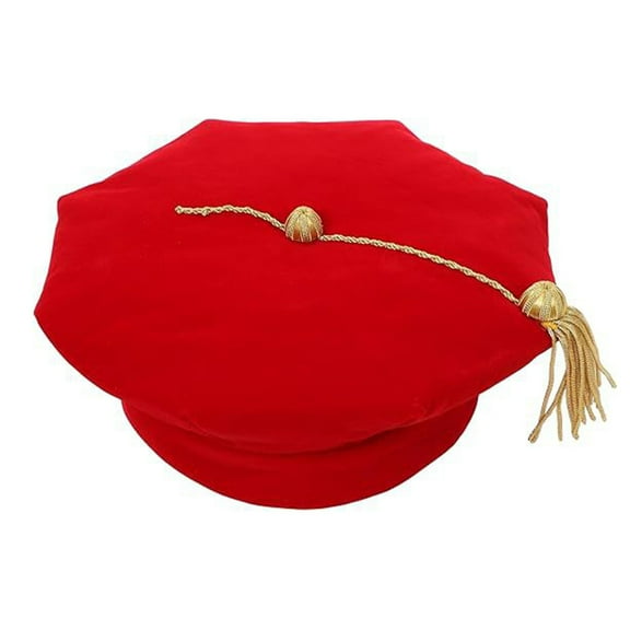 Fgnfyis 2025 Graduate Doctor Velvet Tutor Hat Graduation Cap for Academic Red One Size
