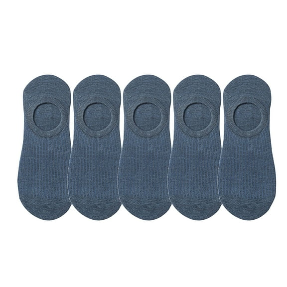 Fgnfyis 5 Pairs Of Casual Trainer Socks for Men and Women with Non Silicone Solid Color Boat Socks Low Cut Navy One Size