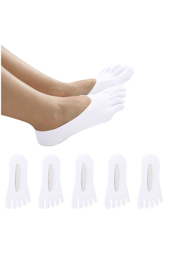 5 Pairs Of Womens Socks Ankle Breathable Toes Liner Mesh -friction Socks for Summer and Daily Use White One Size