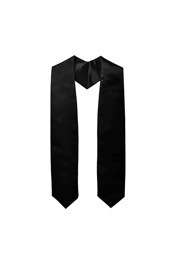 Academic Graduation Stole for Middle School High School Pure Color Honor Sash Silk Shawl for Adults 182cm Elegant Keepsake Black