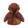 thumbnail image 1 of Fgnfyis Adorable Bear Ears Hooded Winter Jacket for Boys Girls Toddler Kids Baby Thick Warm Outerwear Coats Coffee 12-18 Months, 1 of 1