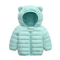 thumbnail image 1 of Fgnfyis Adorable Winter Bear Ears Hooded Jacket for Toddler Girls Long Sleeve Thickened Windproof Zipper Outwear Cozy Warm Mint Green 18-24 Months, 1 of 1
