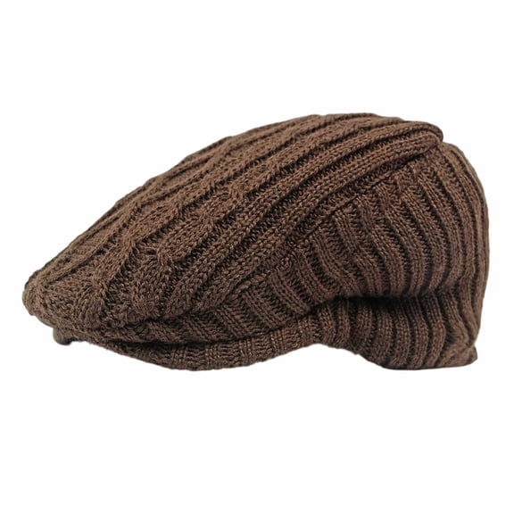 Fgnfyis Adult British Style Retro Beret Autumn Winter Knitted Cap with Baseball Brim Casual Beret Hats for Women Coffee