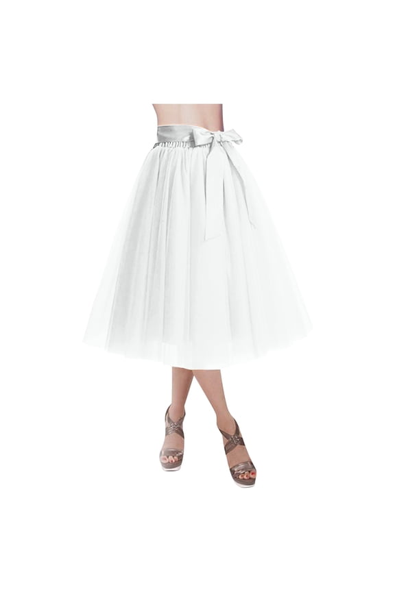 Adult Style Tutu Skirt Short Petticoat Midi Skirt for Women for Dressy Themed Occasions White One Size