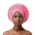 thumbnail image 1 of Fgnfyis Auto African Head Tie Aso Oke Headwraps Turban Wedding Party Handmade Elegant Hair Wear Beret Cap Pink One Size, 1 of 3