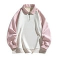 thumbnail image 1 of Fgnfyis Autumn Men's Lapel Hoodie Loose Splicing Long Sleeve Velvet Hoodie Shirt Mens Sweatshirt Pink L, 1 of 4