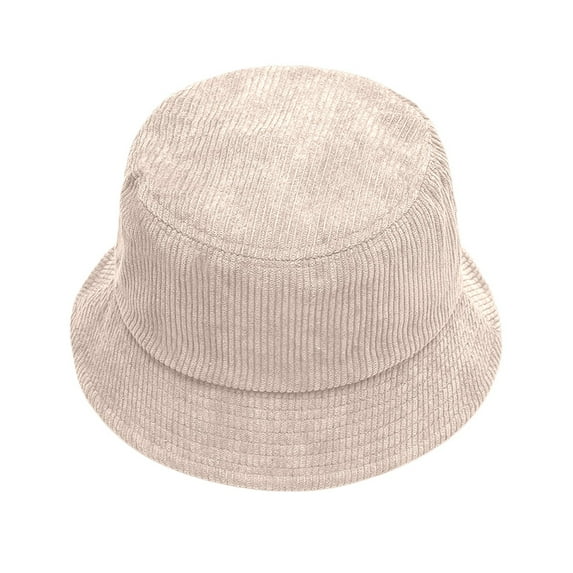 Fgnfyis Autumn Winter Corduroy Fisherman Hat Unisex Street Style Beret Adjustable Bucket Cap Bucket Hats for Men and Women Beige