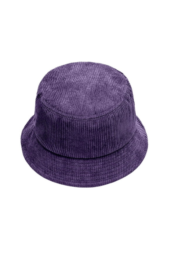 Autumn Winter Corduroy Fisherman Hat Unisex Street Style Beret Adjustable Bucket Cap Bucket Hats for Men and Women Purple