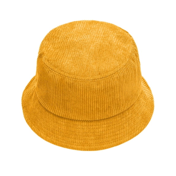 Fgnfyis Autumn Winter Corduroy Fisherman Hat Unisex Street Style Beret Adjustable Bucket Cap Bucket Hats for Men and Women Yellow