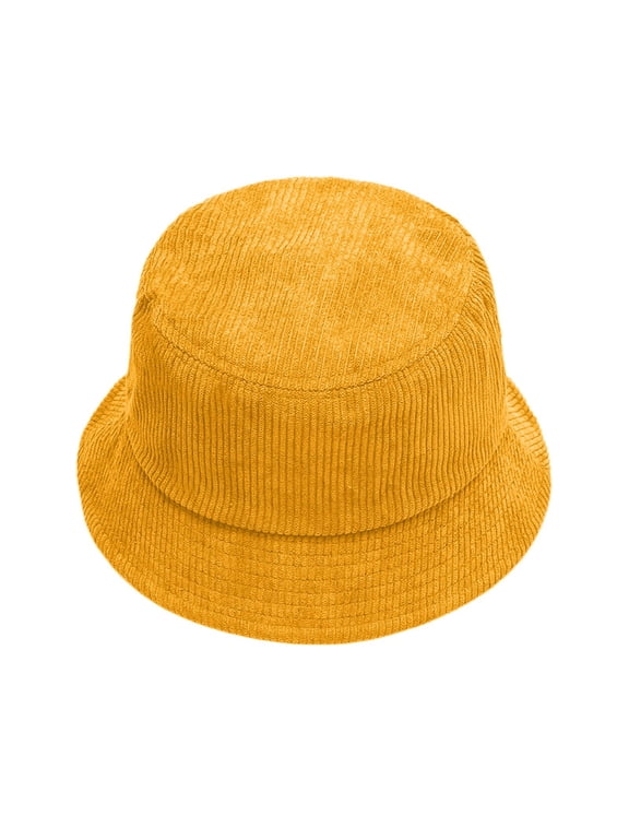 Autumn Winter Corduroy Fisherman Hat Unisex Street Style Beret Adjustable Bucket Cap Bucket Hats for Men and Women Yellow