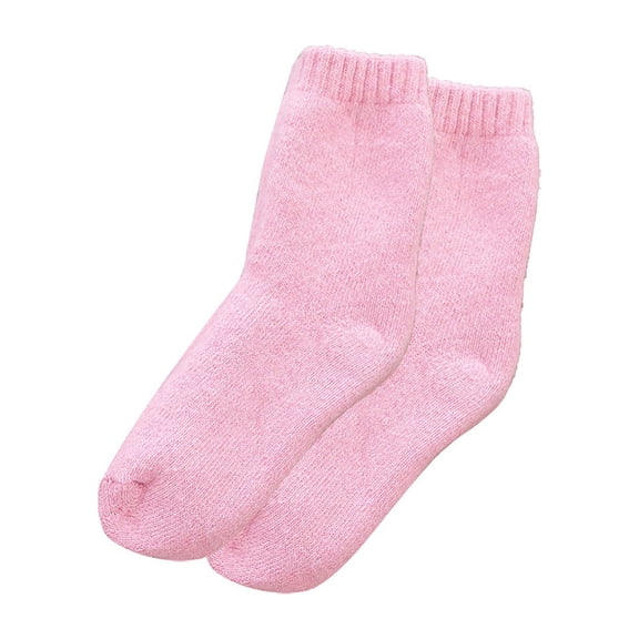 Fgnfyis Autumn Winter Heavy Wool Socks for Men and Women Solid Color Medium Tube Thick Warm Socks Pink