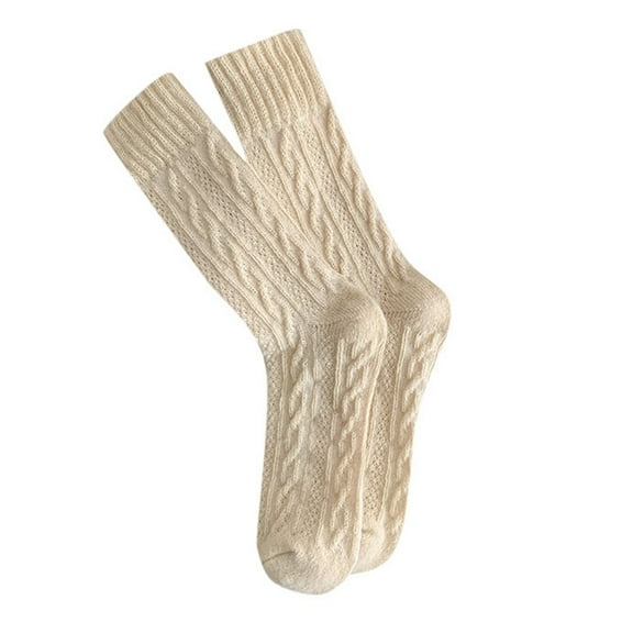 Fgnfyis Autumn Winter Thermal Knitted Long Socks For Women Style Cozy Comfortable Casual Wear Beige One Size
