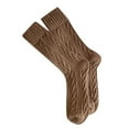 thumbnail image 1 of Fgnfyis Autumn Winter Thick Warm Socks for Women Retro Coffee Color Knit Long Socks Mid Calf Socks Cozy and Fashionable Coffee One Size, 1 of 3